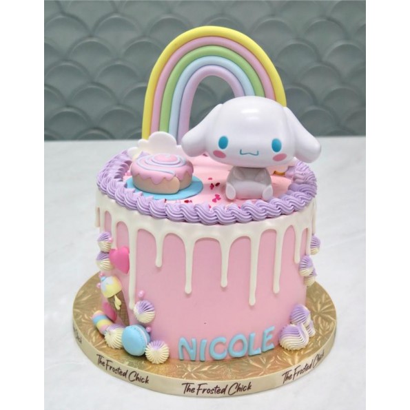 Cinnamoroll Inspired Pastel Rainbow Drip Cake