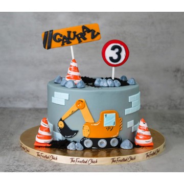 Construction Excavator Comic Cake