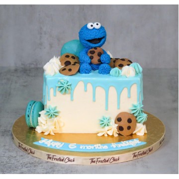 Blue Monster Drip Half Cake