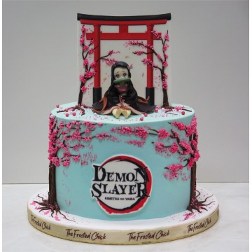 Nezuko Demon Slayer Cherry Blossom Cake