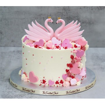 Swan Love Hearts Cake
