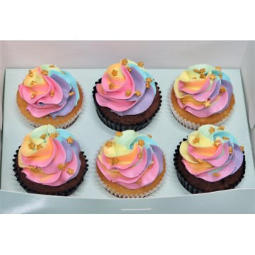 Starry Pastel Rainbow Cupcakes