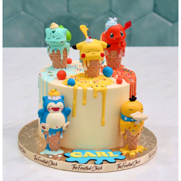 Melting Pokemon Ice Cream Drip Cake