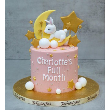 Starry Night with Sleeping Baby Bunny Rabbit Cake
