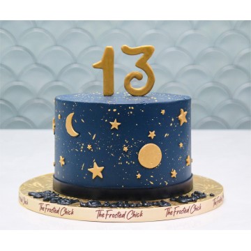 Gold Starry Night Galaxy Cake