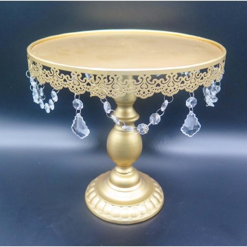 (RENTAL) 10" Gold Cake Stand with crystals