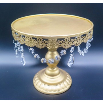 (RENTAL) 12" Gold Cake Stand with crystals