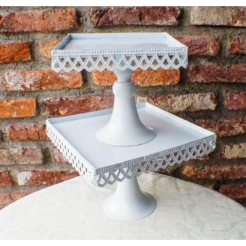 (RENTAL) 8" x 8" Tear Drop Lace Cake Stand