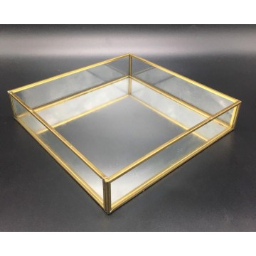 (RENTAL) Gold Mirror Glass Dish (Square)