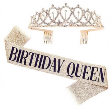 Birthday Queen Tiara and Sash Set