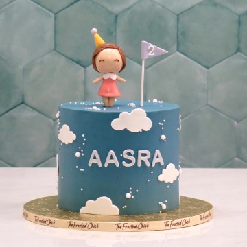 Dusty Blue Sky Minimalist Cake