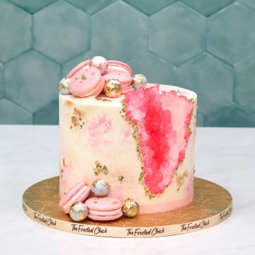 Gold x Pink Geode Cake