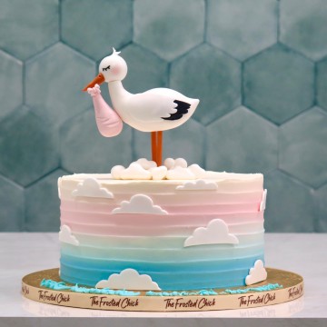 Stork Pastel Gender Reveal Cake
