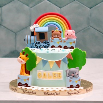 Animal Party Train Cake