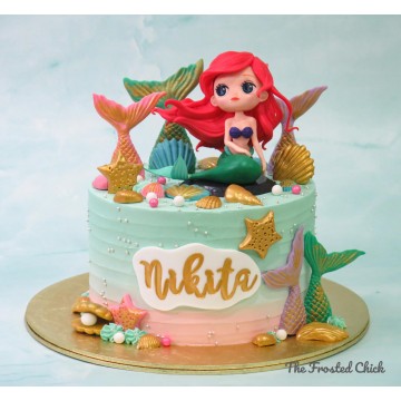 Little Mermaid Ariel Inspired Golden Tails Cake