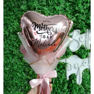 Rose Gold Heart Foil Balloon Bouquet