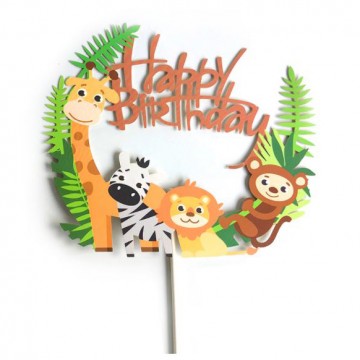 Happy Birthday Animal Cake Topper
