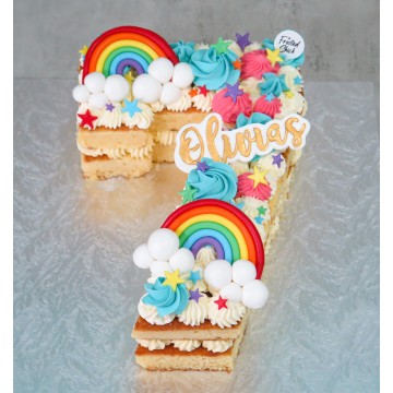 Rainbow Number Cake