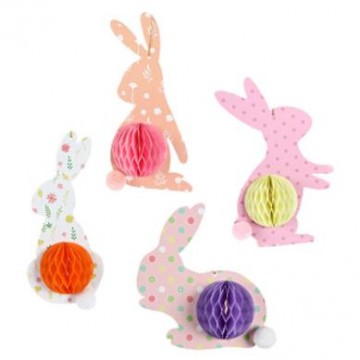 Easter Bunny Paper Honeycomb Party Decoration Set