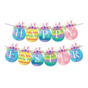 Happy Easter Painted Eggs Bunting