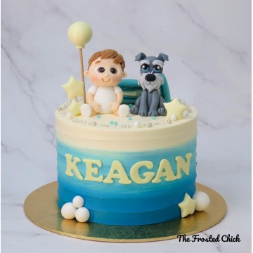 Little Baby Boy & Dog Cake