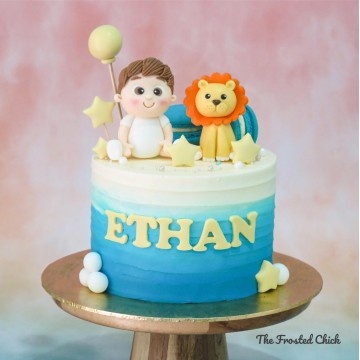 Little Baby Boy & Lion Cake