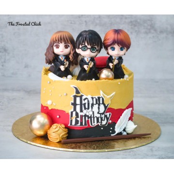 Harry Potter Inspired Golden Trio Cake (Expedited)