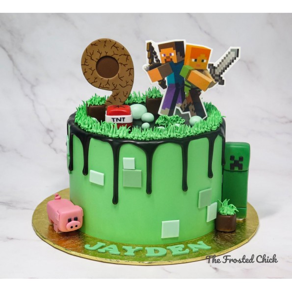 Minecraft Inspired Drip Cake