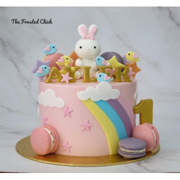 Pastel Rainbow Bunny Rabbit Cake