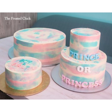 Gender Reveal Watercolor Cake