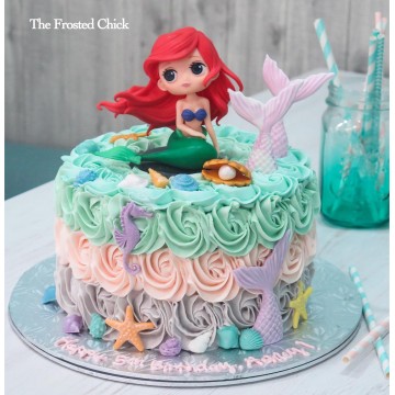 Little Mermaid Inspired Pastel Rosette Cake