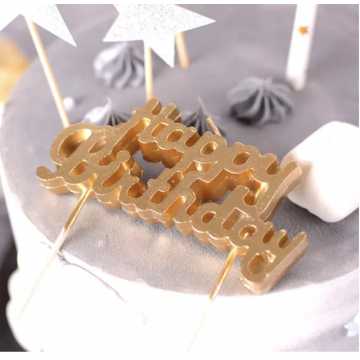 Gold Happy Birthday Candle