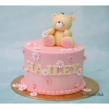 Teddy Bear with Flowers Cake