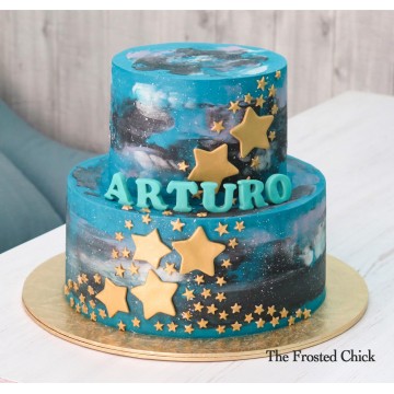 Gold Galaxy Star Cake (Expedited)
