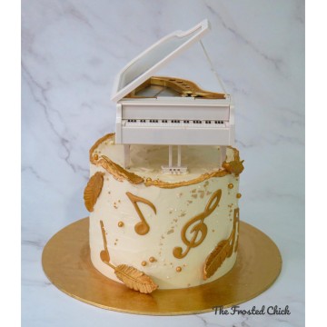 White & Gold Grand Piano Cake