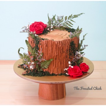 Rustic Floral Tree Stump Cake