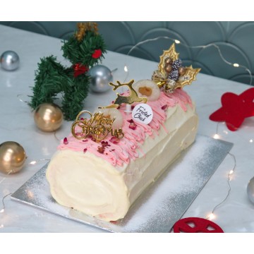 Lychee Rose Log Cake