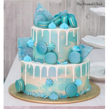 Macaron Shards with Silver Sheen Drip Cake