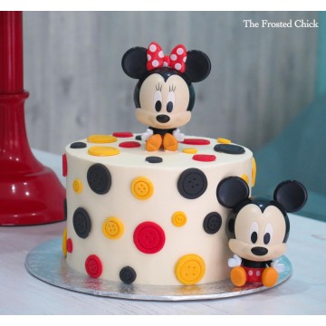 Mickey & Minnie Inspired Button Cake
