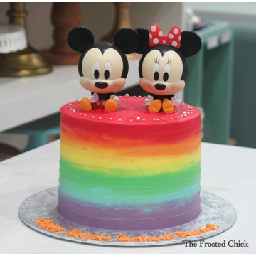 Mickey & Minnie Inspired Rainbow Cake (Expedited)