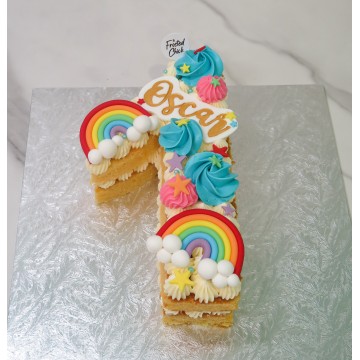 Rainbow Number Cake