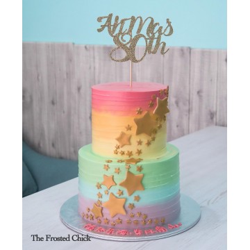 Pastel Rainbow Gold Stars Cake