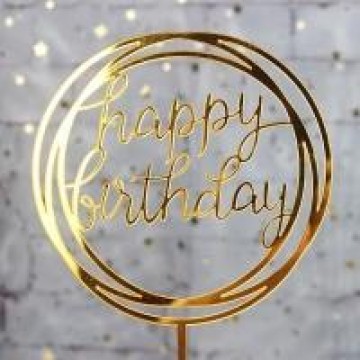 Happy Birthday Acrylic Cake Topper (Round)