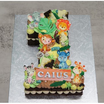 Cute Safari Animals Number Cake