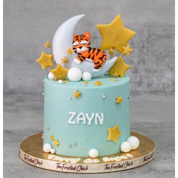 Starry Night with Sleeping Baby Tiger Cake