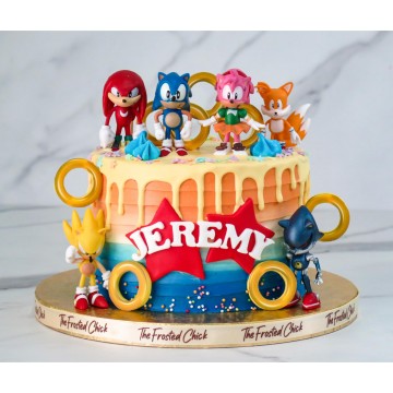 Sonic the Hedgehog Inspired Drip Cake (Expedited)