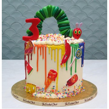 Hungry Caterpillar Watercolour Rainbow Cake