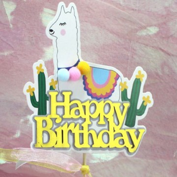 Happy Birthday Llama Cake Topper