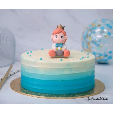 Ombre Blue Cake + Baby Boy toy (Expedited, SELF ASSEMBLE series)