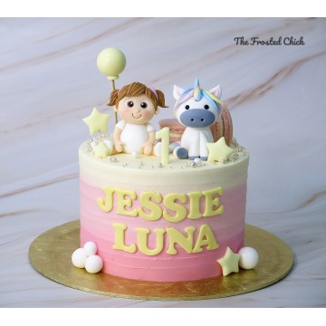 Little Baby Girl & Unicorn Cake